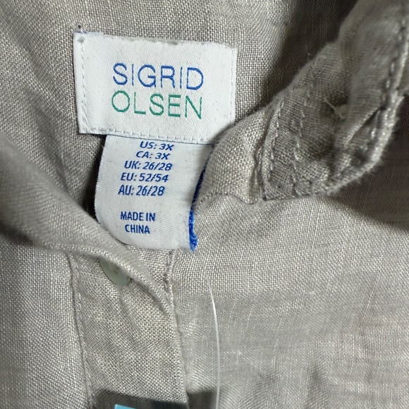 Sigrid Olsen Women's Top 3X Sleeveless Blouse Light Blueish Gray NWT - Picture 4 of 8